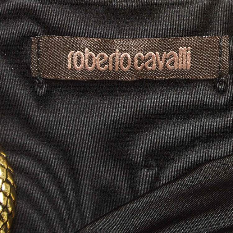 Pre Owned Roberto Cavalli Black Jersey Snake Buckle Detail Sleeveless Maxi Dress M