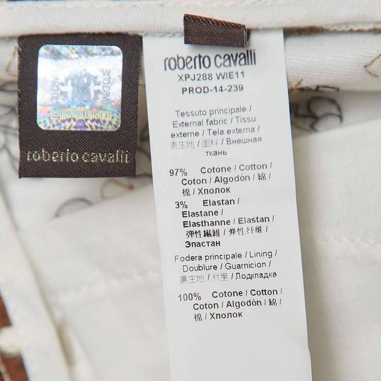Pre Owned Roberto Cavalli Brown Leopard Print Cotton Beads embroidered Flared Jeans S Waist 29''