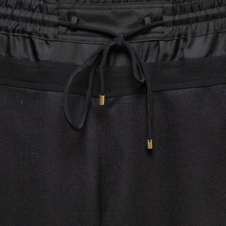 Pre Owned Roberto Cavalli Black Silk Trimmed Wool Elasticated Waist Joggers S