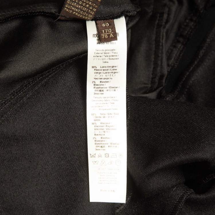Pre Owned Roberto Cavalli Black Silk Trimmed Wool Elasticated Waist Joggers S