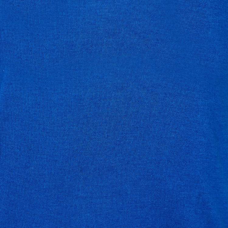 Pre Owned Roberto Cavalli Blue Silk & Cashmere Short Sleeve Jumper S