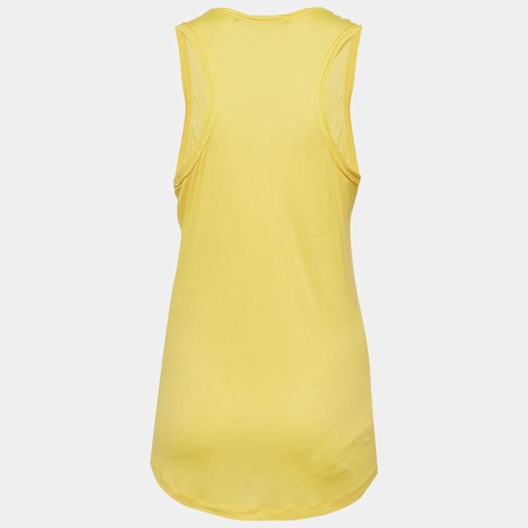 مملوكة مسبقًا Roberto Cavalli Printed Yellow Modal Knit Tank Top 