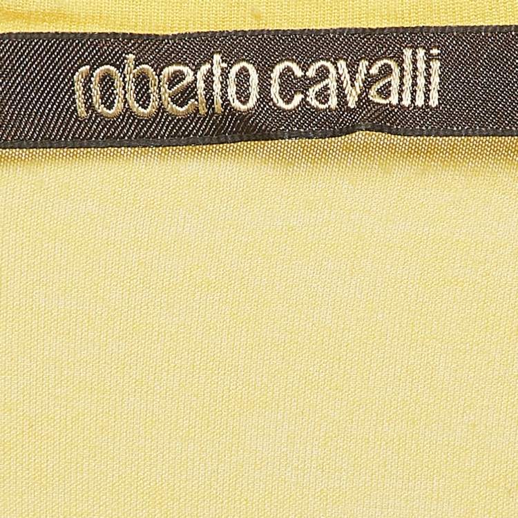 مملوكة مسبقًا Roberto Cavalli Printed Yellow Modal Knit Tank Top 