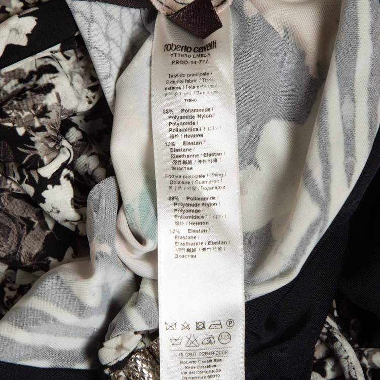Pre Owned Roberto Cavalli Multicolor Floral Print Jersey Long Sleeve Top S