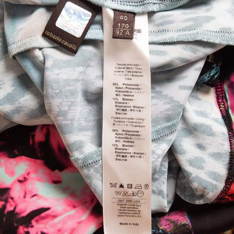 Pre Owned Roberto Cavalli Multicolor Printed Jersey V-Neck Midi Dress S