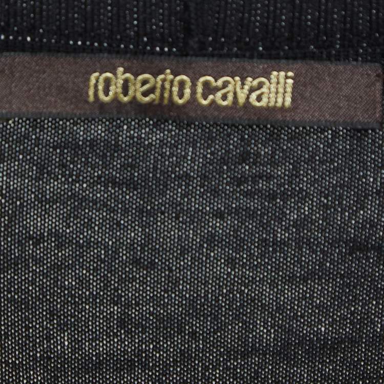 Pre Owned Roberto Cavalli Red/Black Floral Print Silk and Knit Buttoned Cardigan M