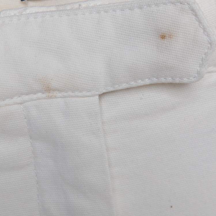 Pre Owned Roberto Cavalli White Contrast Trim Denim Buttoned Jeans XS