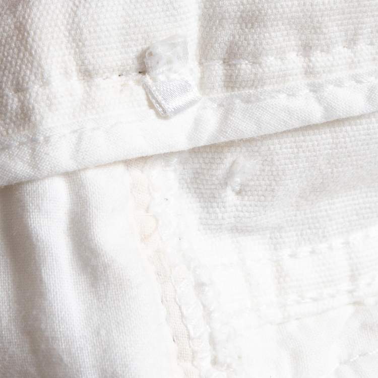 Pre Owned Roberto Cavalli White Contrast Trim Denim Buttoned Jeans XS