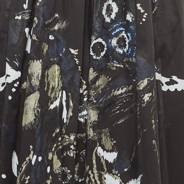 مملوكة مسبقًا Roberto Cavalli Black Floral Print Cotton Halter Neck Gown M