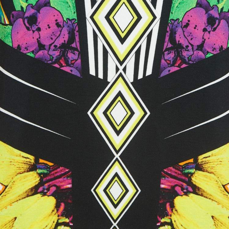 Pre Owned Roberto Cavalli Orange Printed Jersey Mini Dress L