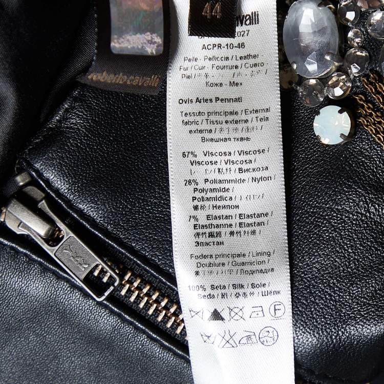 Pre Owned Roberto Cavalli Black Jersey Embellished Sleeveless Dress M