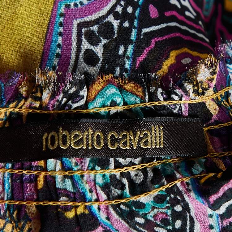 Pre Owned Roberto Cavalli Multicolor Aztec Silk Kaftan Top M