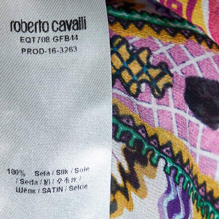 Pre Owned Roberto Cavalli Multicolor Aztec Silk Kaftan Top M