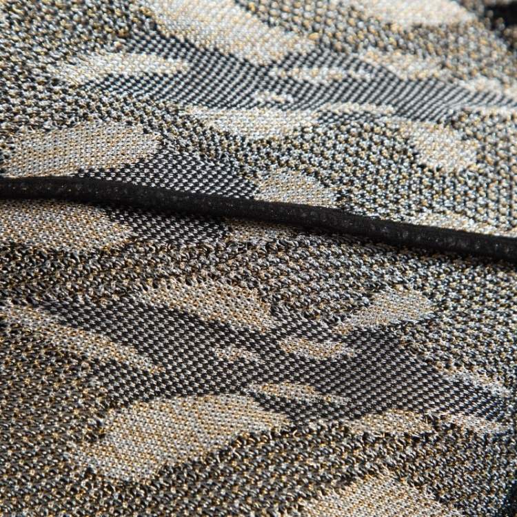 Pre Owned Roberto Cavalli Black and Metallic Patterned Knit Long Dress S