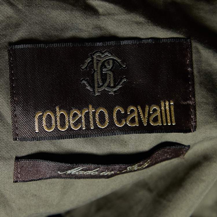 Pre Owned Roberto Cavalli Green Cotton Oversized Sleeveless Coat  M