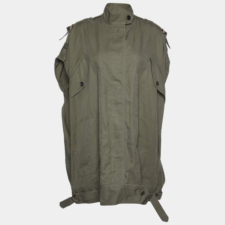 Pre Owned Roberto Cavalli Green Cotton Oversized Sleeveless Coat  M