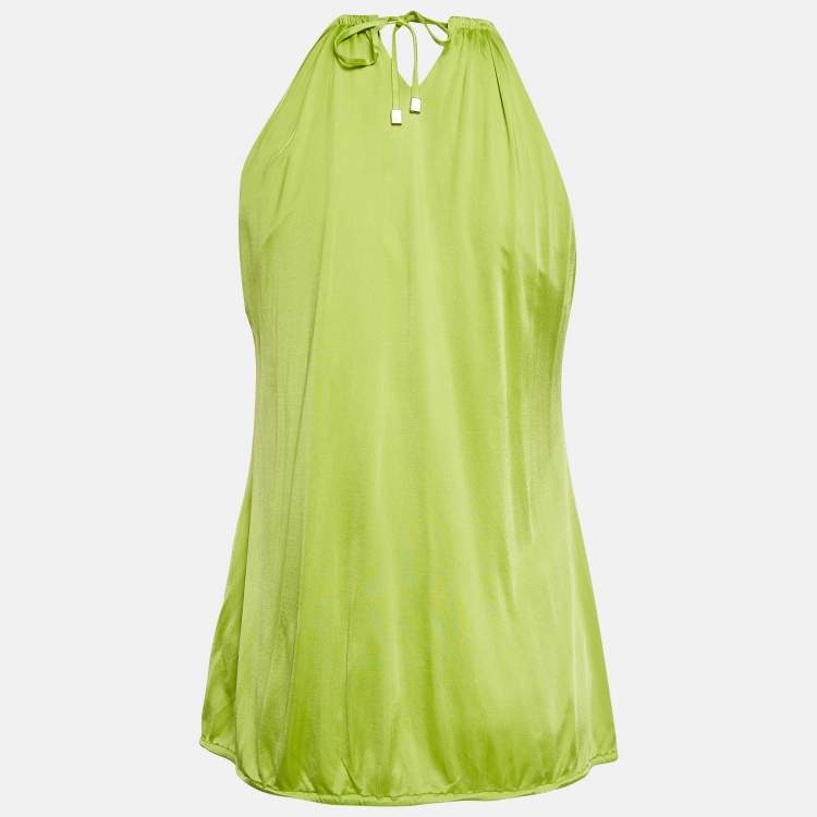 Pre Owned Roberto Cavalli Fluorescent Green Jersey Shoulder Strap Top L