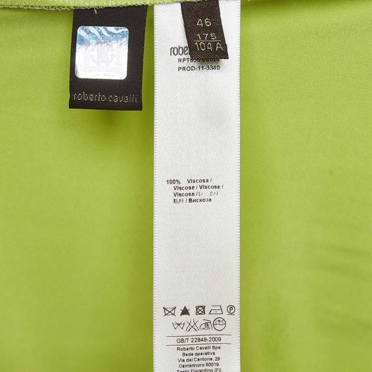 Pre Owned Roberto Cavalli Fluorescent Green Jersey Shoulder Strap Top L
