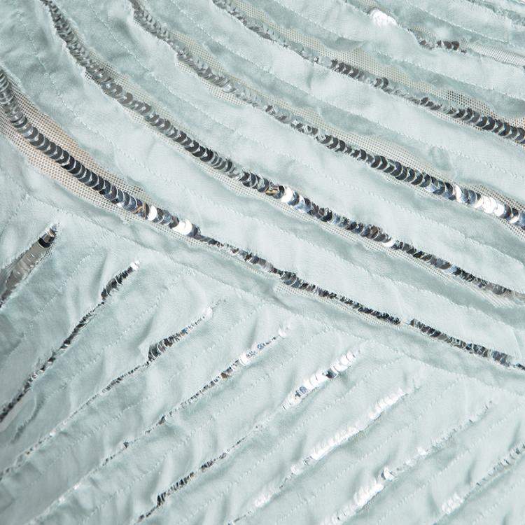 Pre Owned Roberto Cavalli Powder Blue Silk Ruffled Sequin Embellished One Shoulder Top S