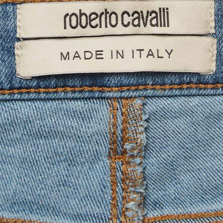 Pre Owned Roberto Cavalli Blue Embellished Denim Jeans M Waist 24"