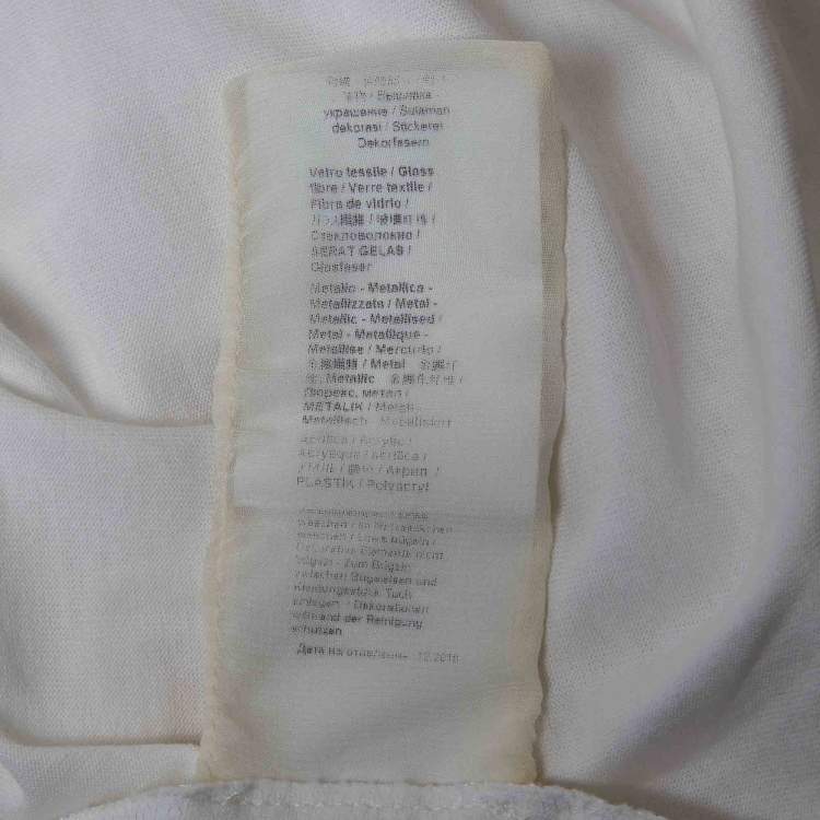 Pre Owned Roberto Cavalli White Crystal Embellished Knit Top M