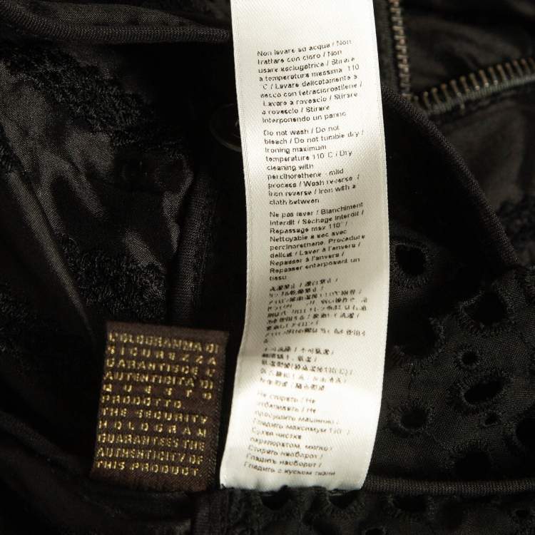 مملوكة مسبقًا Roberto Cavalli Black Cotton Broderie Anglaise and Silk Jacket M
