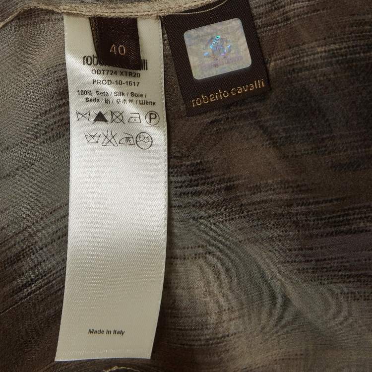 Pre Owned Roberto Cavalli Brown Animal Print Silk Sheer Shirt S