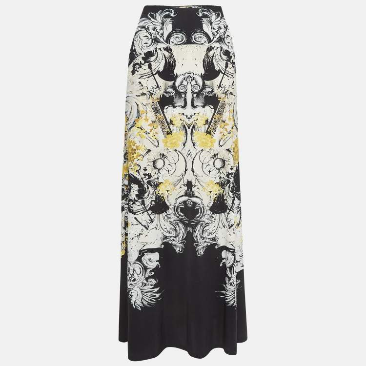 Pre Owned Roberto Cavalli Multicolor Printed Jersey Flared Maxi Skirt M