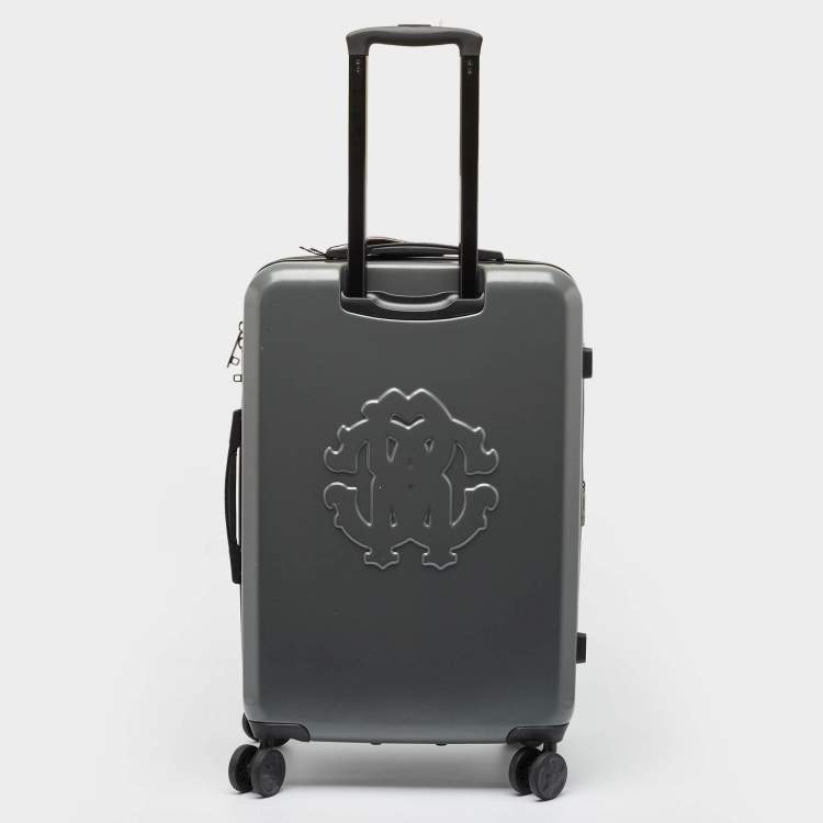Pre Owned Roberto Cavalli Grey Polycarbonate Lightweight Spinner Suitcase Set of 3