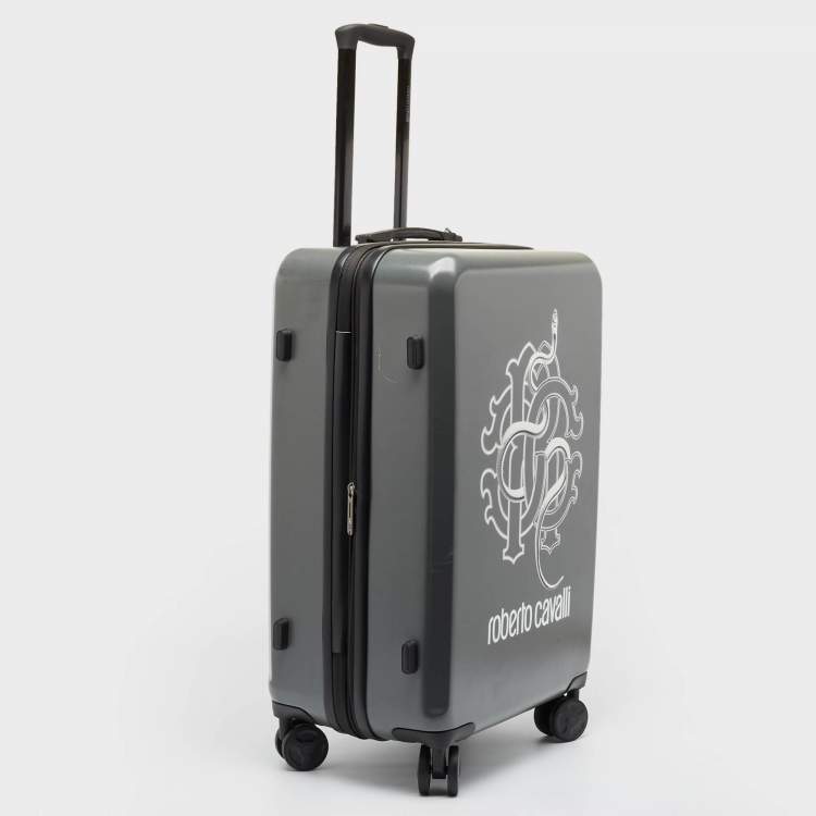 Pre Owned Roberto Cavalli Grey Polycarbonate Lightweight Spinner Suitcase Set of 3