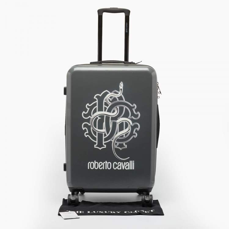 Pre Owned Roberto Cavalli Grey Polycarbonate Lightweight Spinner Suitcase Set of 3