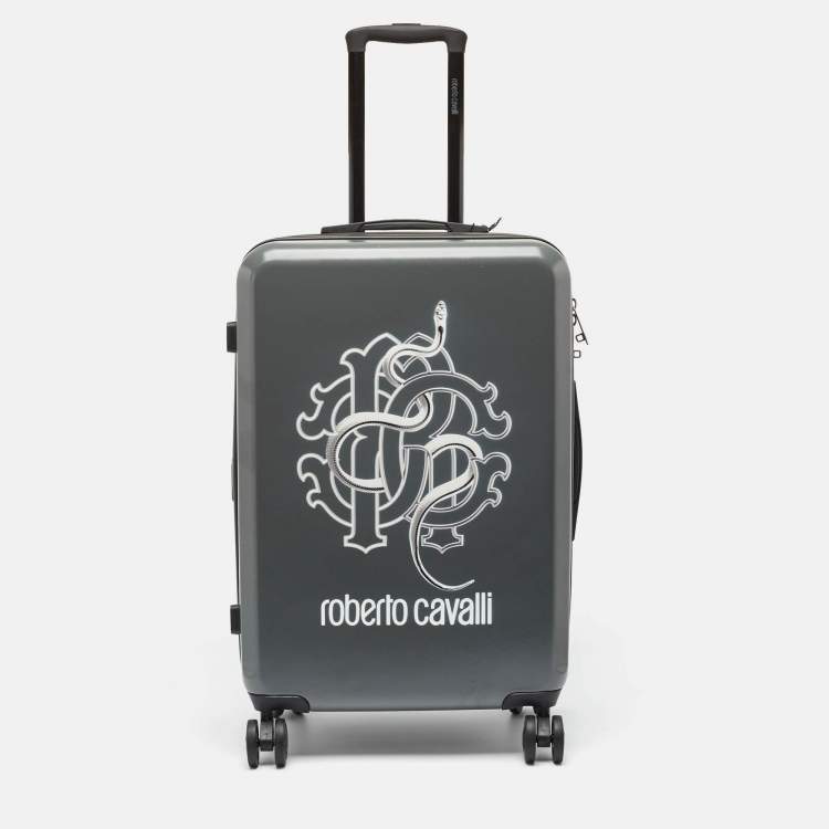 Pre Owned Roberto Cavalli Grey Polycarbonate Lightweight Spinner Suitcase Set of 3