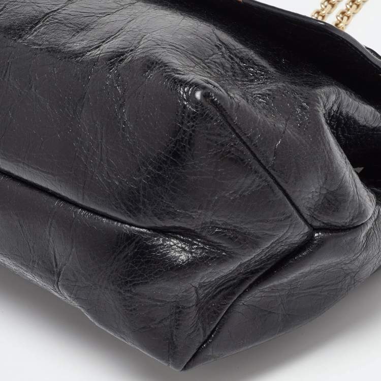 Pre Owned Roberto Cavalli Black Leather Diva Top Handle Bag