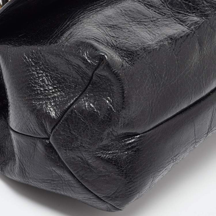 Pre Owned Roberto Cavalli Black Leather Diva Top Handle Bag