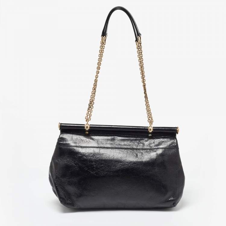 Pre Owned Roberto Cavalli Black Leather Diva Top Handle Bag
