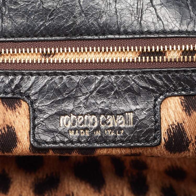 Pre Owned Roberto Cavalli Black Leather Diva Top Handle Bag