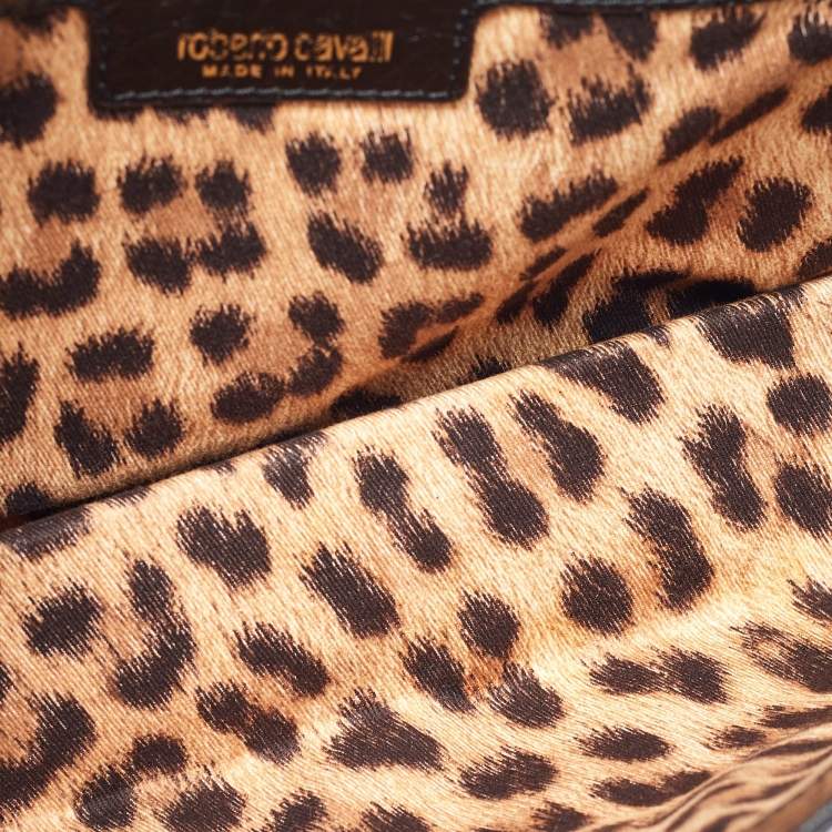Pre Owned Roberto Cavalli Black Leather Diva Top Handle Bag
