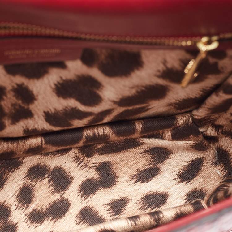 Pre Owned Roberto Cavalli Red Water Snakeskin Flap Top Handle Bag