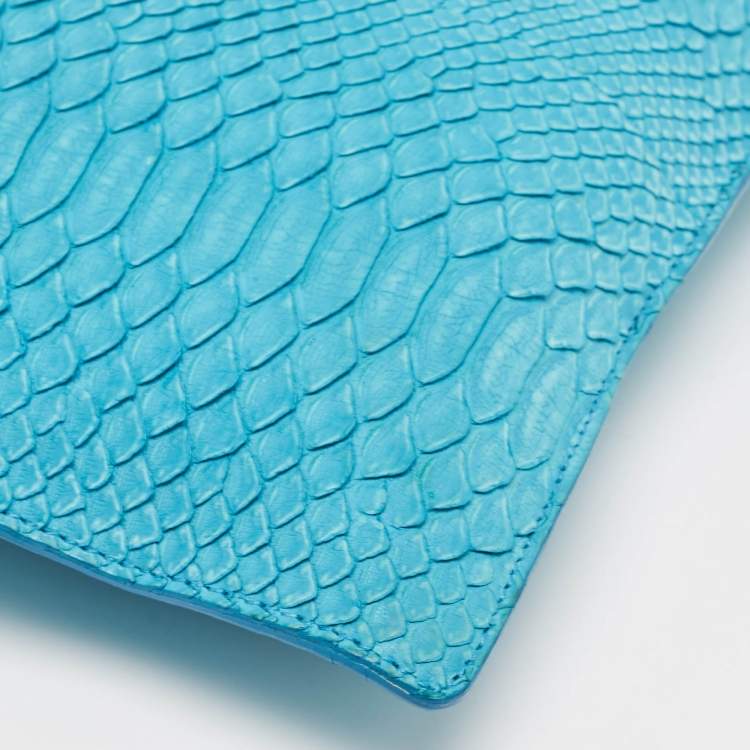 Pre Owned Roberto Cavalli Blue Python Shoulder Bag