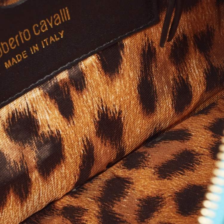 Pre Owned Roberto Cavalli Blue Python Shoulder Bag