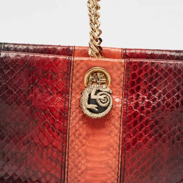 Pre Owned Roberto Cavalli Multicolor Snakeskin Frame Wristlet Chain Clutch