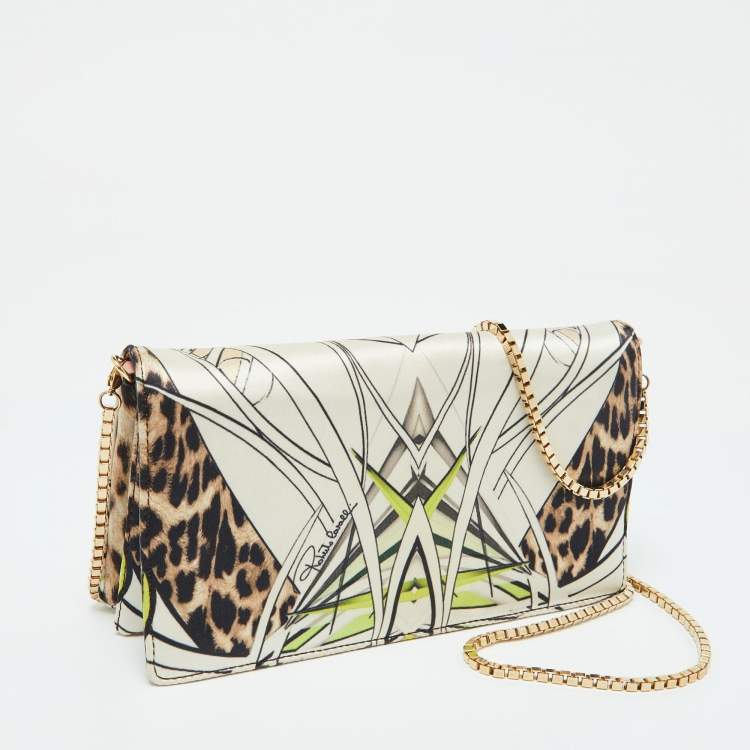 Pre Owned Roberto Cavalli Multicolor Printed Fabric Chain Clutch