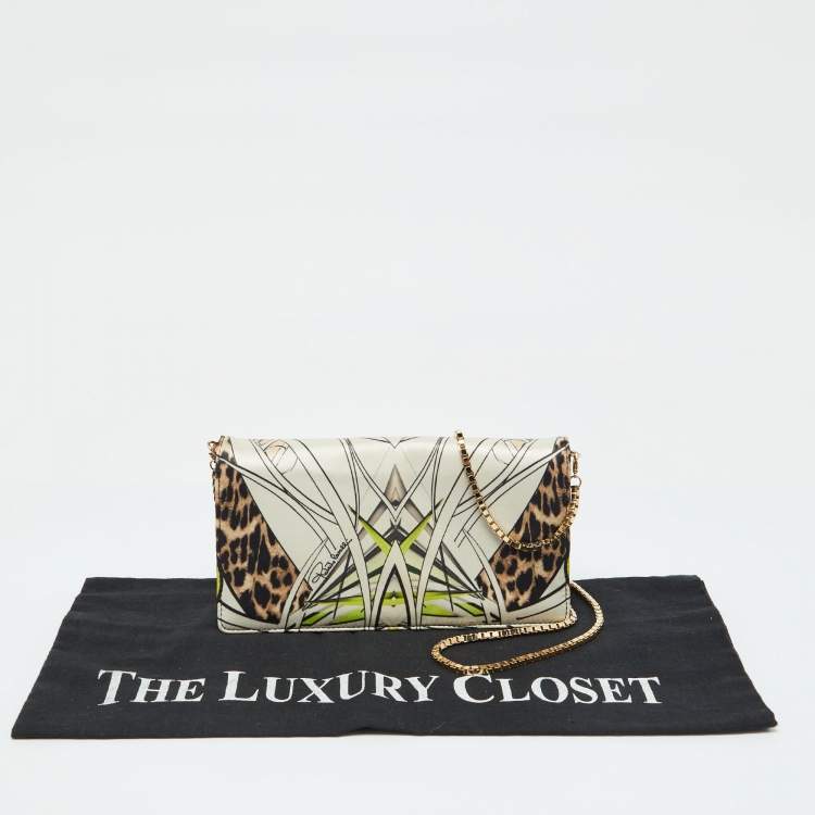 Pre Owned Roberto Cavalli Multicolor Printed Fabric Chain Clutch