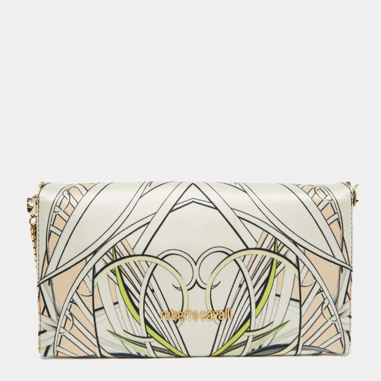 Pre Owned Roberto Cavalli Multicolor Printed Fabric Chain Clutch