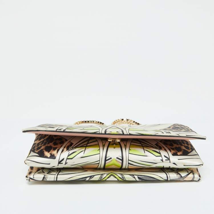 Pre Owned Roberto Cavalli Multicolor Printed Fabric Chain Clutch