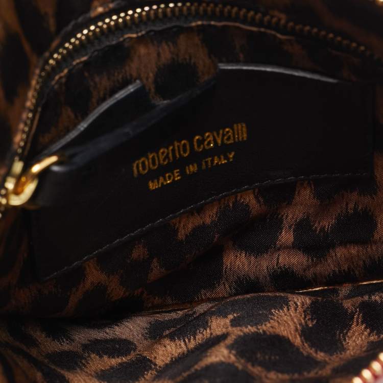 Pre Owned Roberto Cavalli Orange Watersnake Leather Slim Clutch Bag