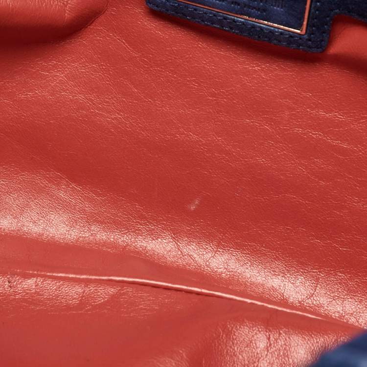 Pre Owned Roberto Cavalli Blue Suede Pebble Studded Tote