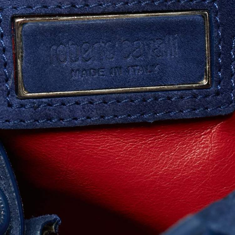 Pre Owned Roberto Cavalli Blue Suede Pebble Studded Tote