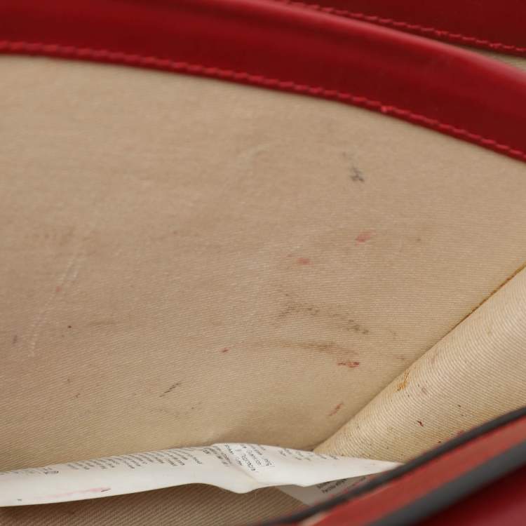 Pre Owned Roberto Cavalli Red Leather RC Monogram Flap Chain Bag