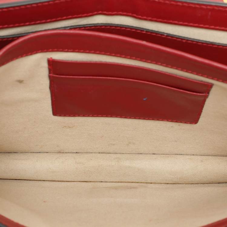 Pre Owned Roberto Cavalli Red Leather RC Monogram Flap Chain Bag
